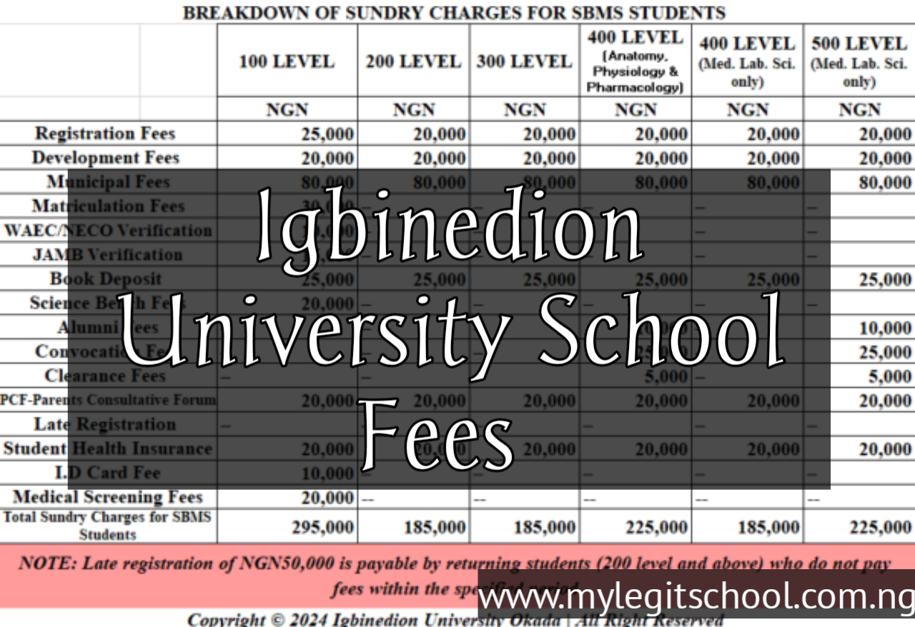 Igbinedion University School Fees Schedule