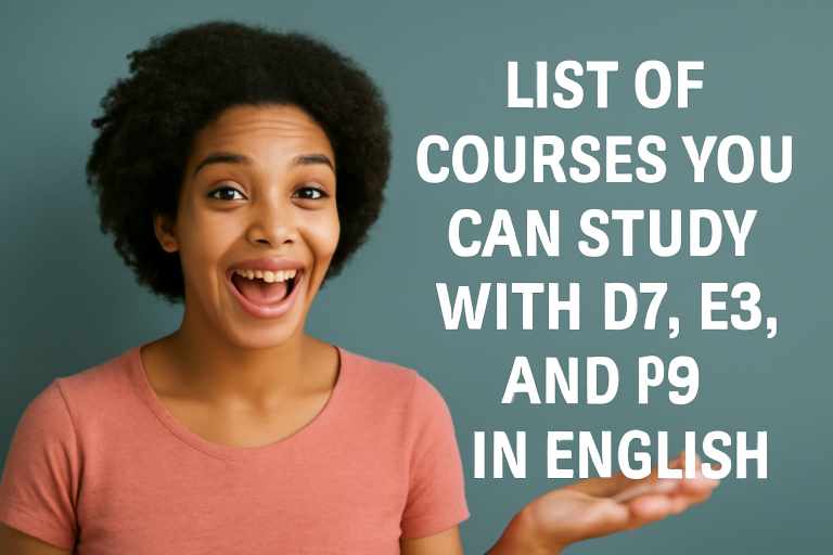 List of Courses You Can Study With D7 E8 or F9 in English Language